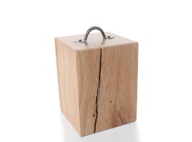 European Oak Air-Dried Door Stop With Pewter Pull Handle