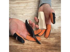 Leather Thimbles - Finger Protection for Crafts & Tools Mens - Orange Colour (3pk)