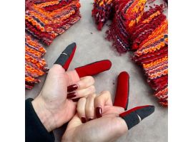 Leather Thimbles - Finger Protection for Crafts & Tools Womens - Red Colour (3pk)