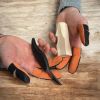 Leather Thimbles - Finger Protection for Crafts & Tools Mens - Orange Colour (3pk)