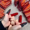 Leather Thimbles - Finger Protection for Crafts & Tools Womens - Red Colour (3pk)