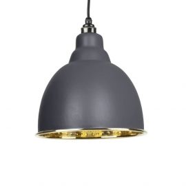 From The Anvil Dark Grey & Hammered Brass Brindley Pendant