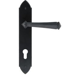 From the Anvil Black Unsprung Gothic Espag Lock Handle Set