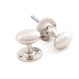 From The Anvil Polished Nickel Oval Mortice/Rim Knob Set