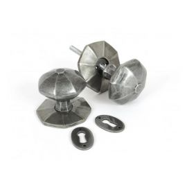 From The Anvil Large Octagonal Mortice Rim Knob Set - Pewter