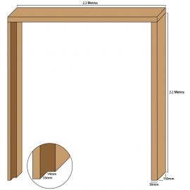 Oak double door casing, 30mm thickness, rebated 35mm