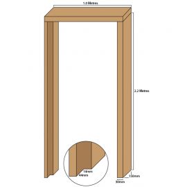 Tulipwood single door casing, 30mm thickness, rebated 44mm