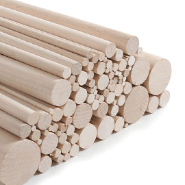 Beech Dowel Smooth Wood Rod Pegs - 1000mm length (Any Diameter)