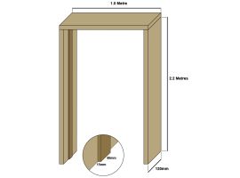 Tulipwood double door casing, 30mm thickness, loose stops