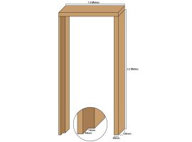 Oak single door casing, 30mm thickness, rebated 44mm