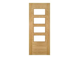 Deanta Seville Prefinished Oak Glazed 4L Square Door