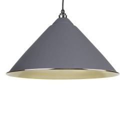 From The Anvil Dark Grey & Hammered Brass Hockley Pendant