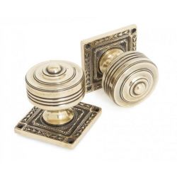 From The Anvil Tewkesbury Square Mortice Knob Set - Aged Brass