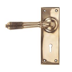 From The Anvil Polished Bronze Reeded Lever Lock Set