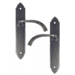 From The Anvil Pewter Patina Gothic Curved Sprung Lever Latch Handle Set