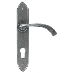 From The Anvil Pewter Gothic Curved Espag. Lock Set