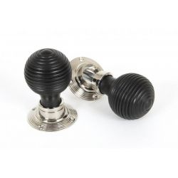 From The Anvil Ebony Mortice Rim Beehive Knob Set - Polished Nickel Roses