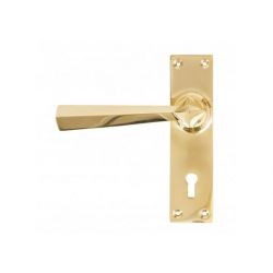 From The Anvil Straight Lever Lock Set - Polished Brass