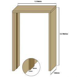 Oak single door casing, 30mm thickness, loose stops