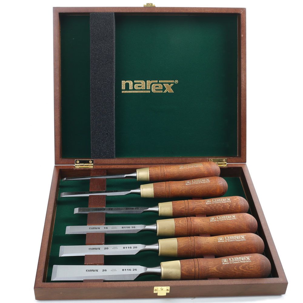 Narex Premium 6-Piece Bench Chisel Set in Wooden Box